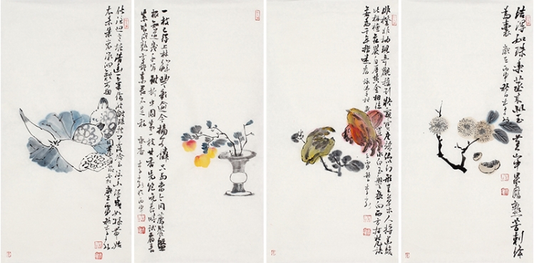 李勃《硕果累累》34*68cm*4中国书法网总版主