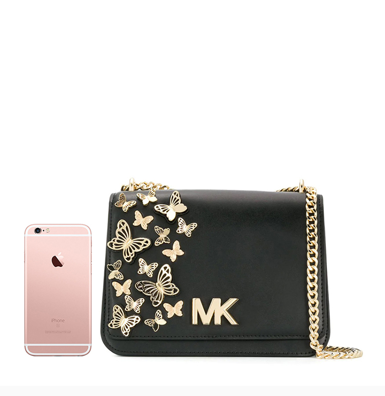 kors/迈克·科尔斯mk 19新品女士牛皮革蝴蝶装饰侧面风琴链条单肩包斜