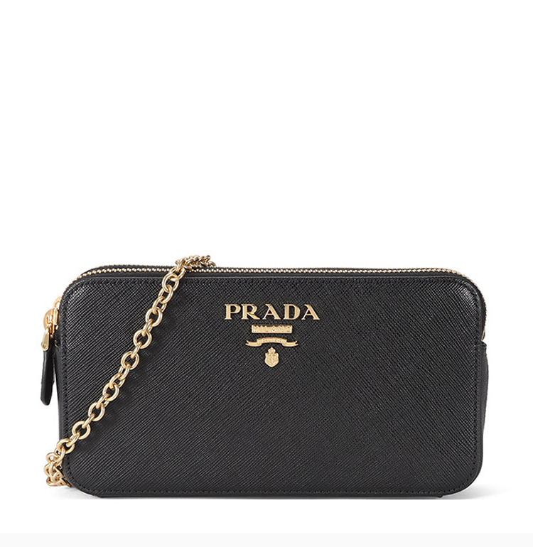 prada/普拉达 女士黑色牛皮链条包单肩包斜挎包相机包小方包女包 1dh