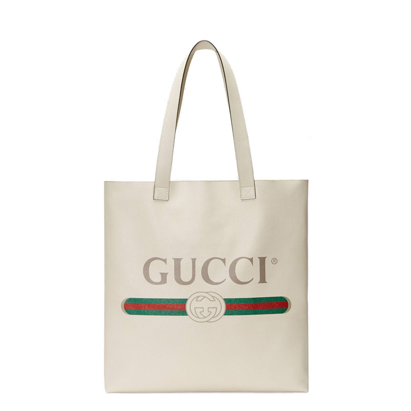 gucci/古驰19春夏新款 男女同款gucci印花小牛皮购物袋(2色可选)