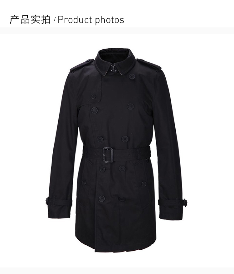 【包邮包税】burberry/博柏利 男士纯棉单排扣中长款风衣外套