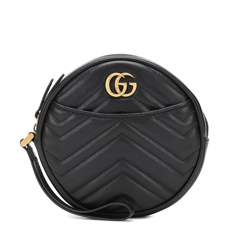 gucci/古驰19秋冬新款 gg marmont小牛皮圆形手拿包(2色可选)