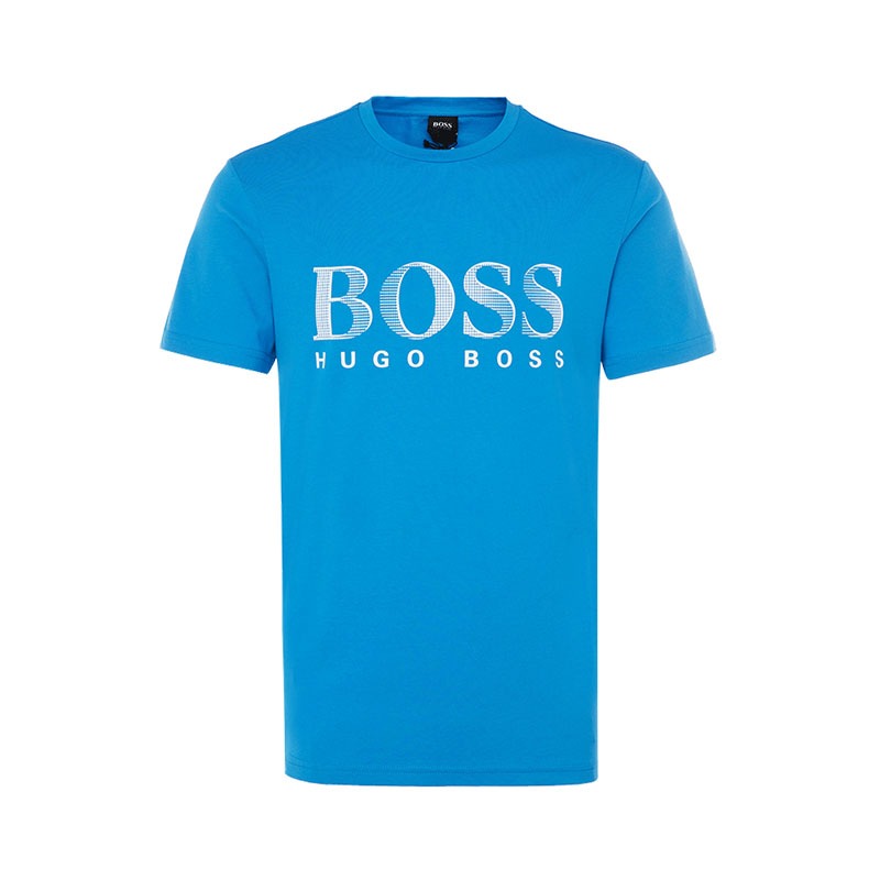 【19春夏新款】hugoboss/雨果波士简约英文logo装饰设计海蓝色棉质