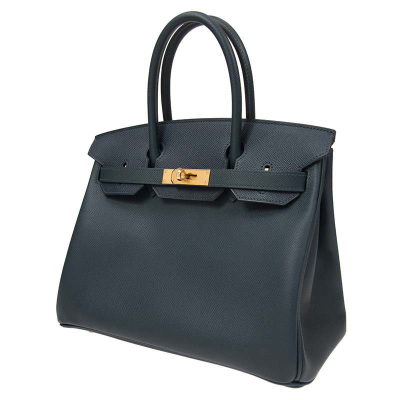 hermes/爱马仕 女士手袋 birkin 30 6o 绿色 epsom 金扣手提包 bk306o