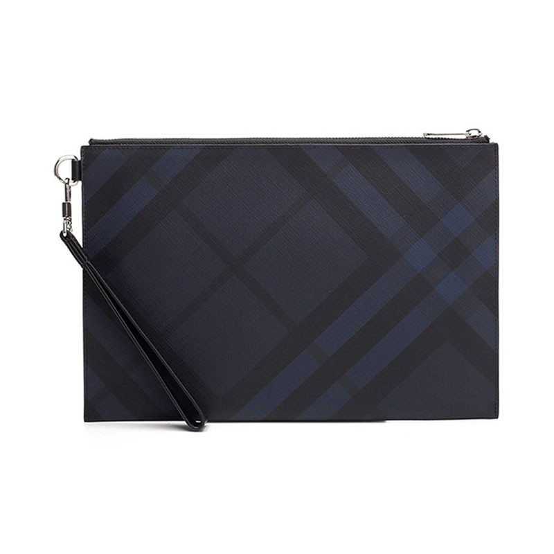 burberry/博柏利 新款男士中号格纹pvc拉链手拿包钱包 8014525