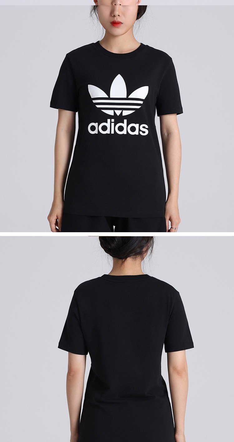 adidas 阿迪达斯三叶草短袖t恤女 杨幂同款运动圆领休闲衫上衣 透气