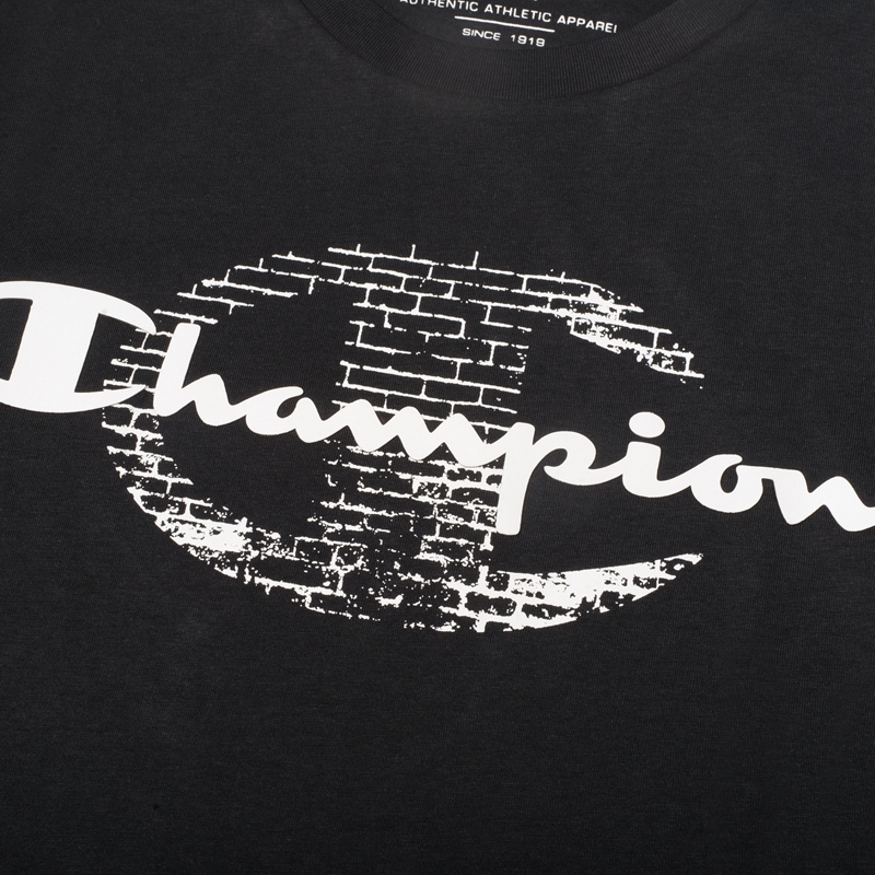 【包邮包税】champion/冠军 大"c"logo叠草写logo黑色圆领短袖t恤