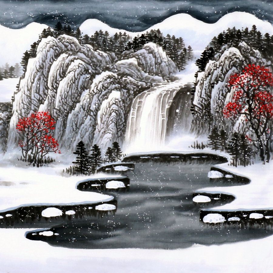 姜炳华《瑞雪兆丰年》/180x70cm/传统水墨