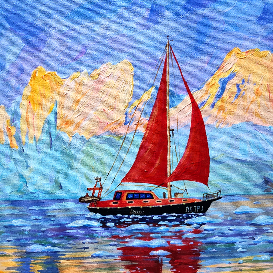 吴小慧《红帆/30x40cm/丙烯