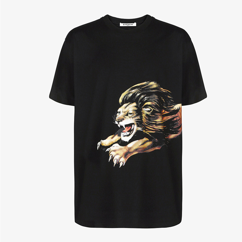 狮子logo的衣服牌子,佛山狮子头潮牌 givenchy/纪梵希2019年新款棉质狮子印花刺绣logo男士短袖t恤bm70ed