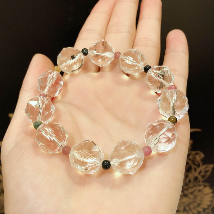 jinxuanzi/金玄紫 白水晶手串搭配碧玺转运珠 (能量转运系列)