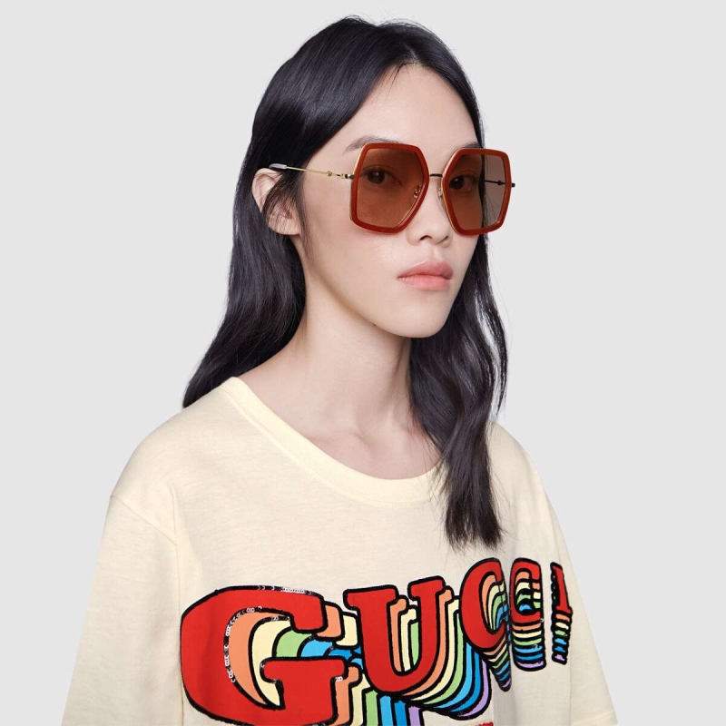 【19aw】gucci/古驰 超大号几何造型蜜蜂方形镜框眼镜太阳镜 470458