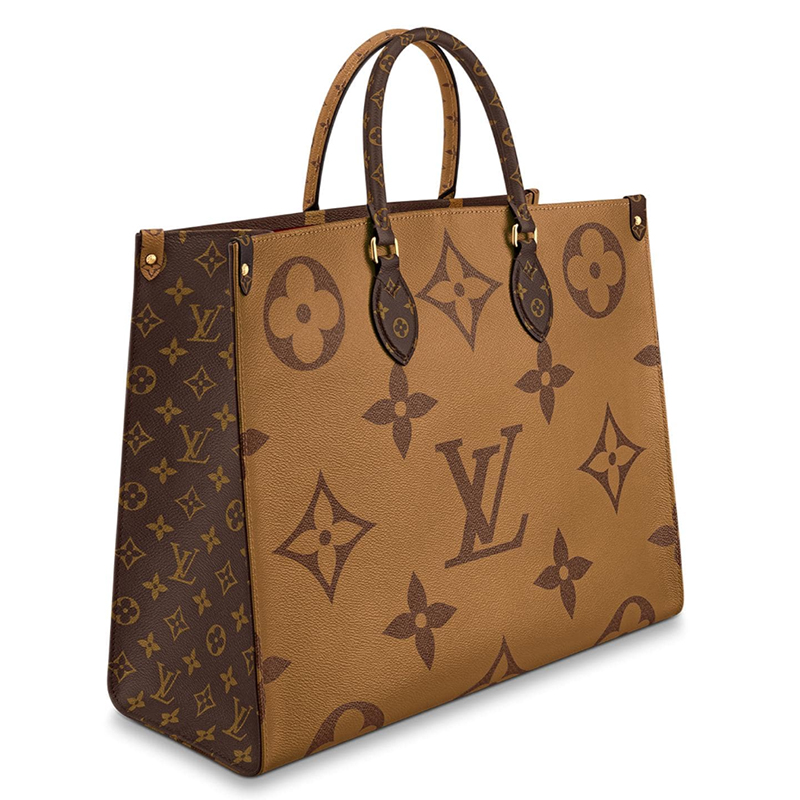 louis vuitton/路易威登lv女士包onthego棕色大老花单肩手提包帆布/配