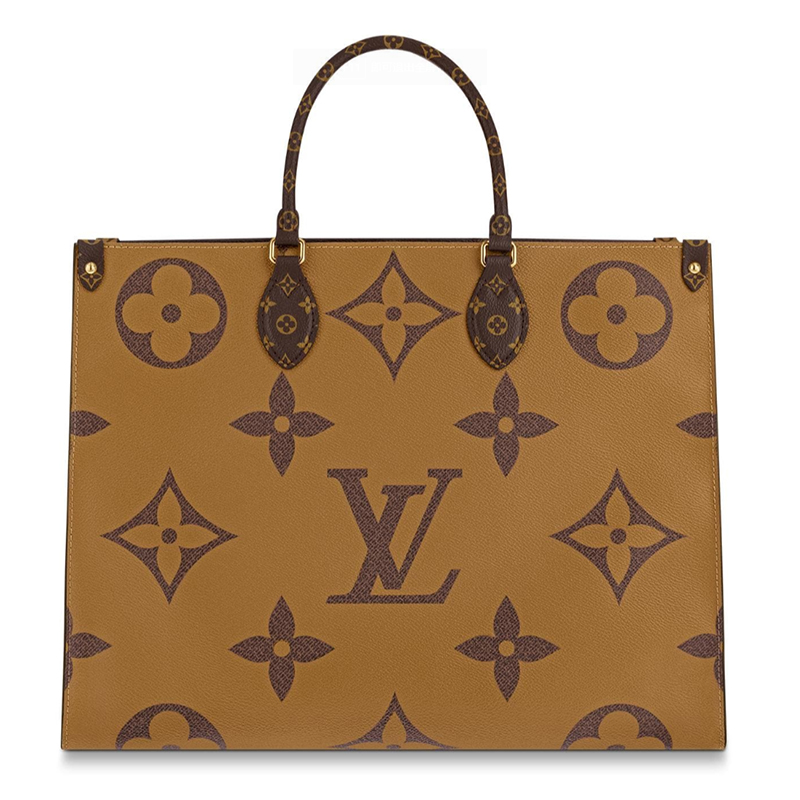 louis vuitton/路易威登lv女士包onthego棕色大老花单肩手提包帆布/配