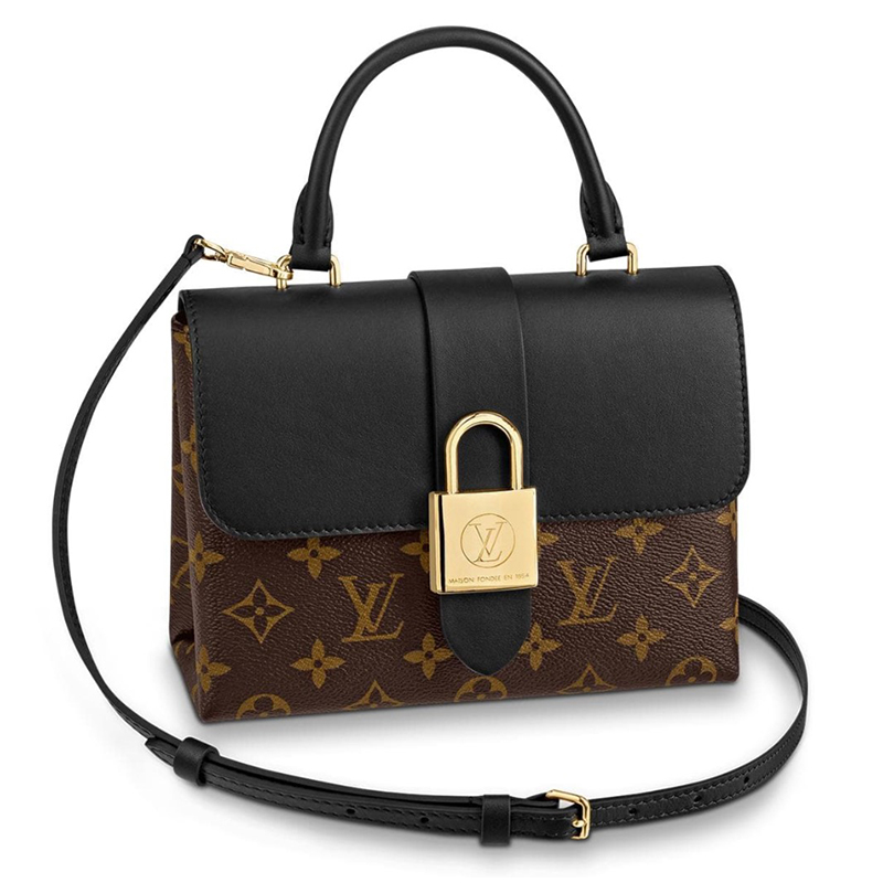 louis vuitton/路易威登lv女包locky bb锁头包老花拼接单肩包m44141