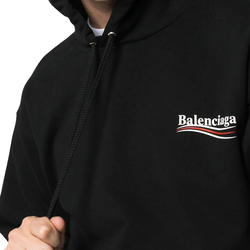 balenciaga/巴黎世家男装 男士黑色棉质时尚连帽卫衣 508205-tbv14