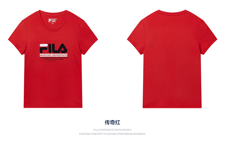 fila/斐乐官方女子短袖t恤2019夏季新款logo针织短袖衫女装