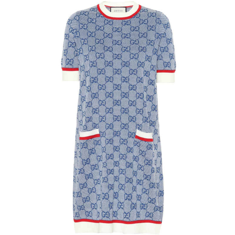 gucci/古驰 19早秋女士新款gg连衣裙采用羊毛和棉质提花织物连衣裙