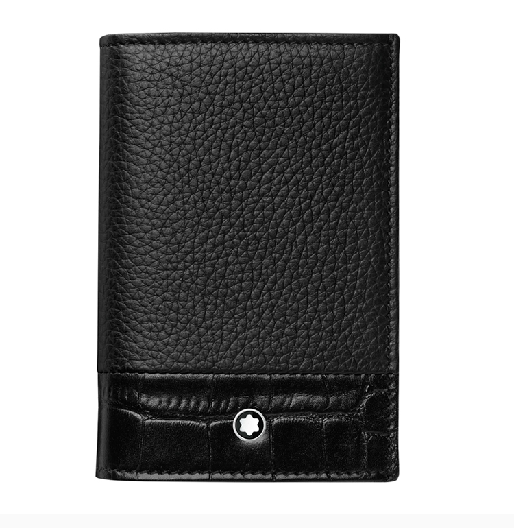 montblanc/万宝龙 男士经典时尚商务黑色皮革钱包钱夹卡夹卡包男包