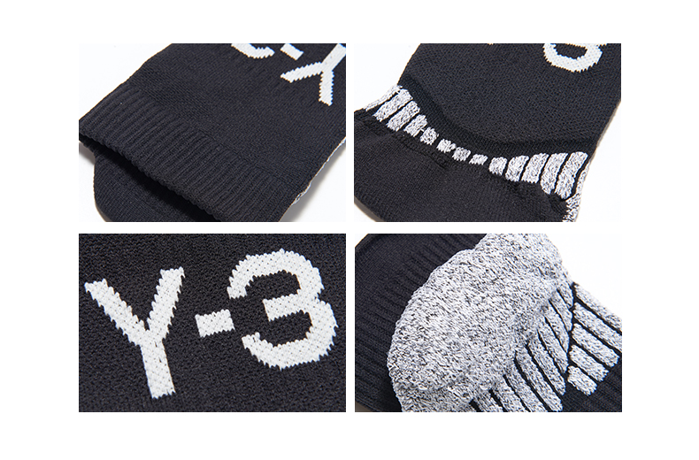 y-3 invi sock四季男女款黑白底y3logo中袜 30-fh9280