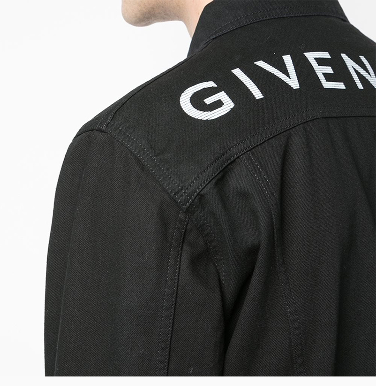 givenchy/纪梵希 19秋冬 男士黑色棉纶混纺logo印花时尚牛仔外套夹克