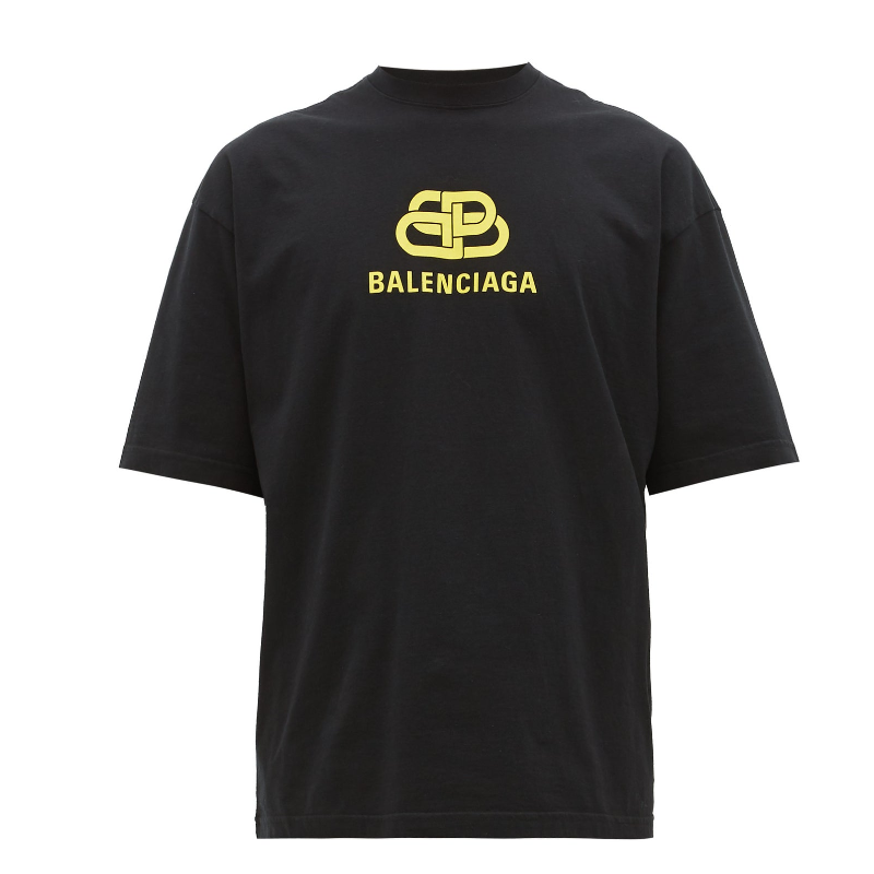 balenciaga/巴黎世家 19早秋男士新款bb徽标黄色印花短袖t恤