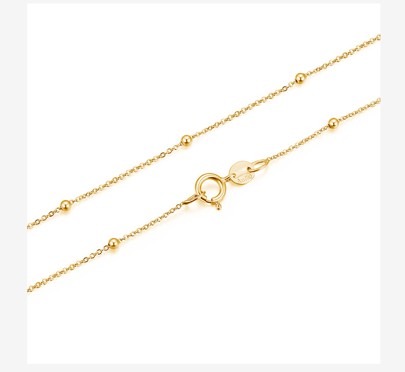 chow tai seng/周大生18k金项链女款彩金间珠o字链k0lc0020
