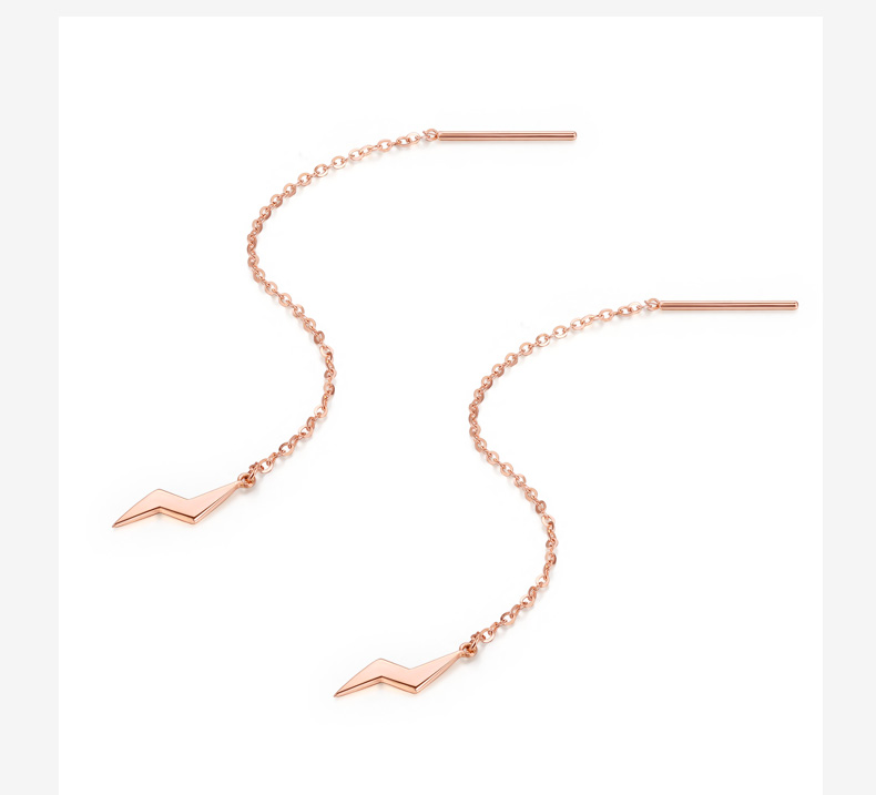 chow tai seng/周大生18k金耳钉女款au750彩金闪电耳线新品