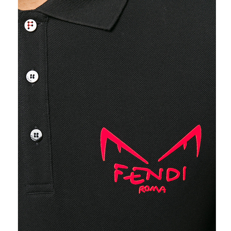 fendi/芬迪 男装短袖19新款男士黑色小怪兽眼睛印花图案棉质时尚圆领