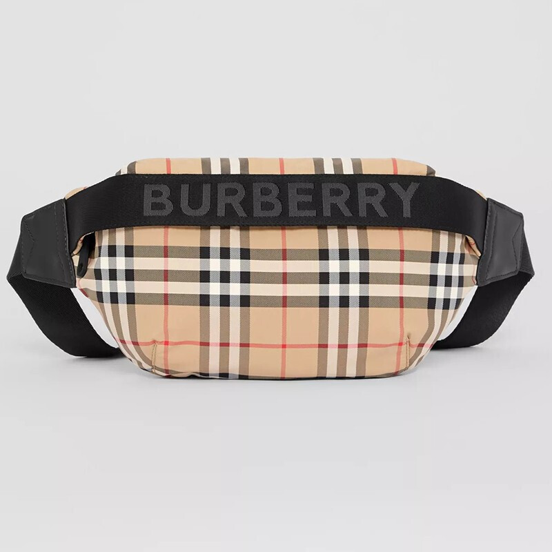 burberry腰包真假对比,burberry围巾真假对比 burberry/博柏利 腰包19秋冬vintage男女同款中号古典黄色条纹尼龙