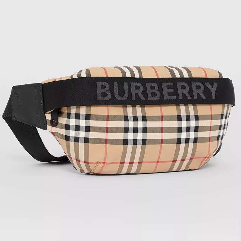 burberry/博柏利 腰包19秋冬vintage男女同款中号古典黄色条纹尼龙