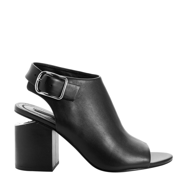 alexanderwang/亚历山大·王牛皮搭扣女士黑色高跟凉鞋【正品 价格