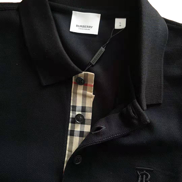 【19年春夏】burberry/博柏利 黑色纯棉简约时尚刺绣徽标男士短polo