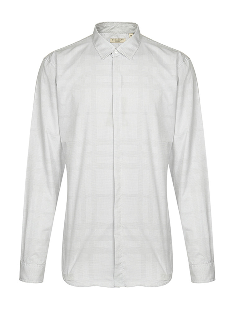 【19春夏】burberry/博柏利男士长袖衬衫白色纯棉条纹男士长袖衬衫