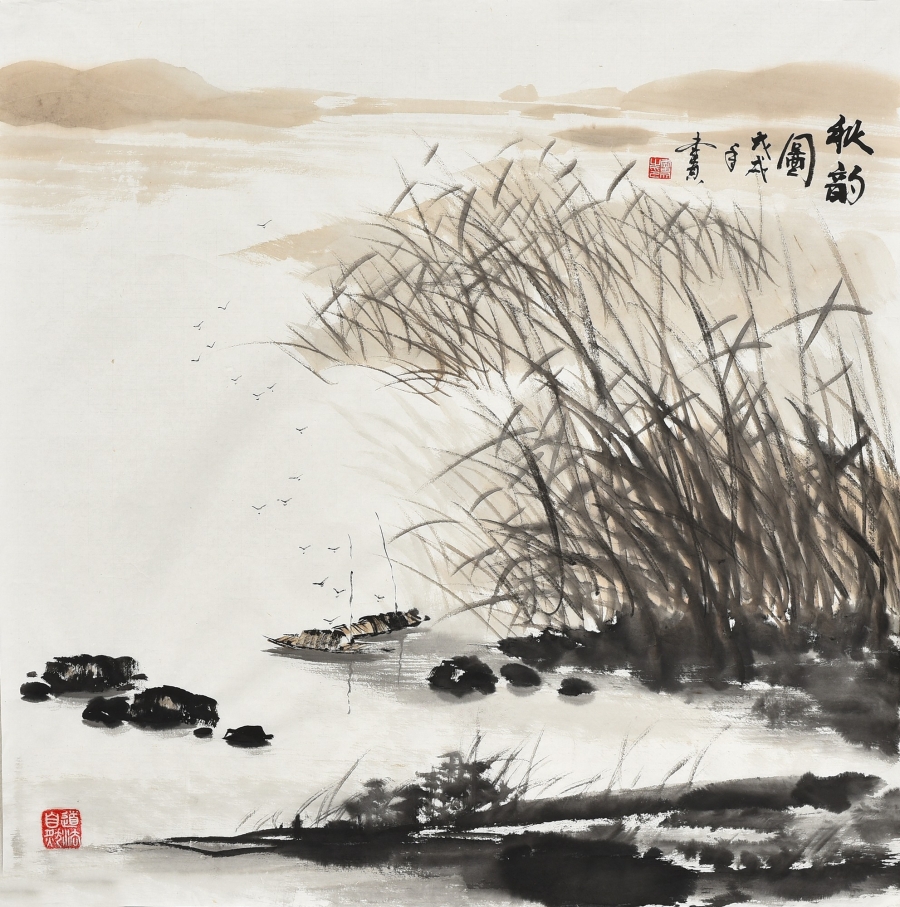 【secoo art寺库艺术 传统水墨单幅作品】李贵《秋韵图/70x70cm