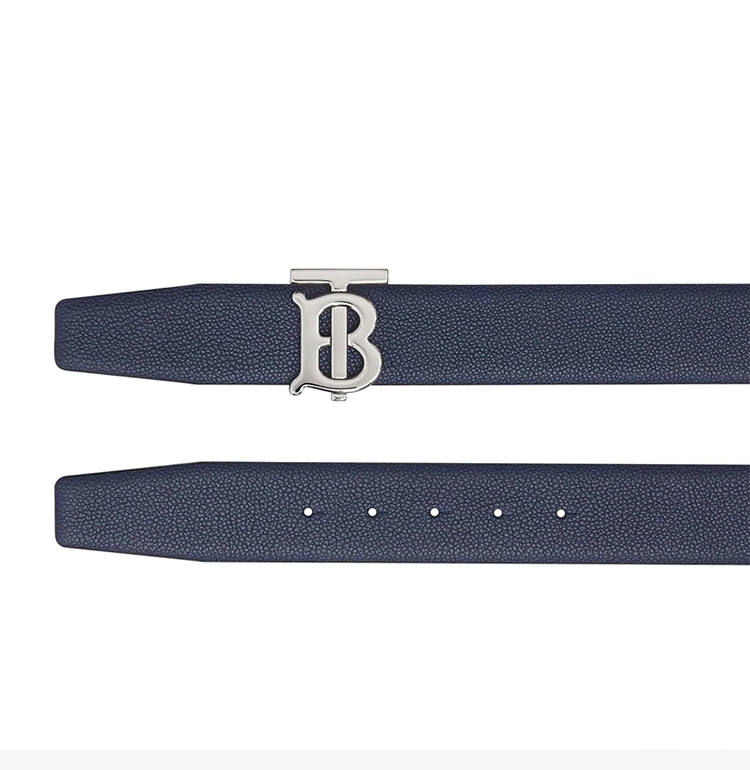 burberry/博柏利 男士时尚tb专属logo标识经典双色皮带裤带腰带 蓝色
