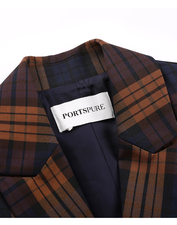 portspure/portspure2019秋季新品格纹腰带女士西服rn9j014jfq054