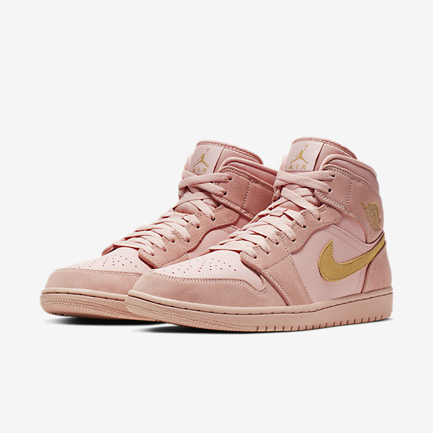 情侣款air jordan 1 mid coral stardust aj1乔1金钩 珊瑚金 玫瑰金