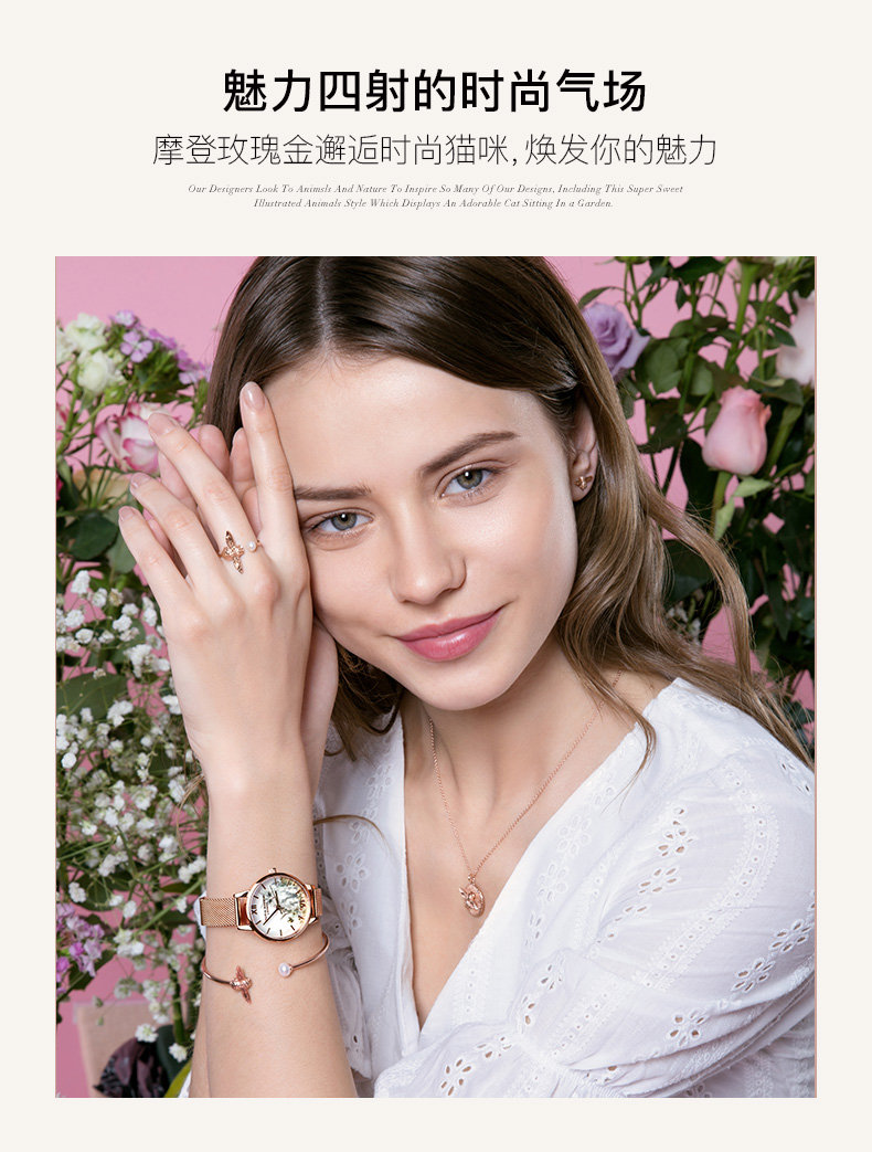 olivia burton/olivia burton腕表ob手表女猫咪圆形皮带英国进口时尚