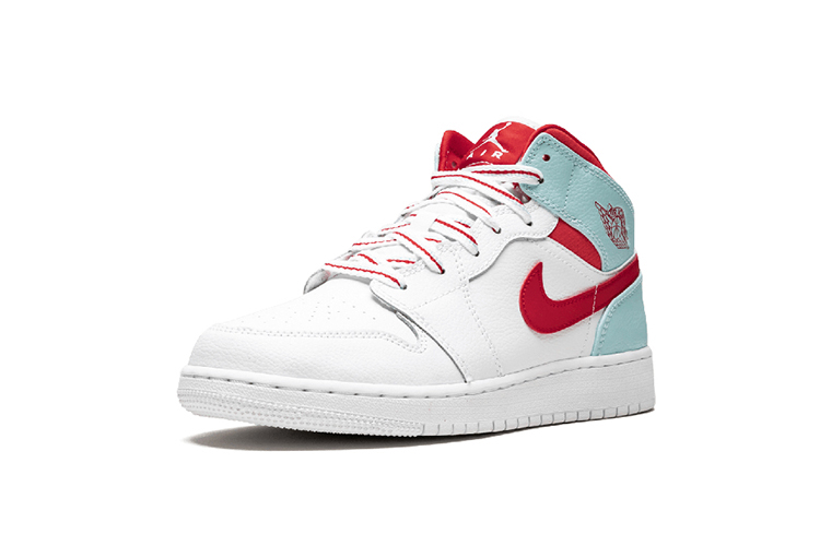 nike 耐克 女款 aj1 冰蓝 炫彩白红 nike air jordan 1 mid ice blue