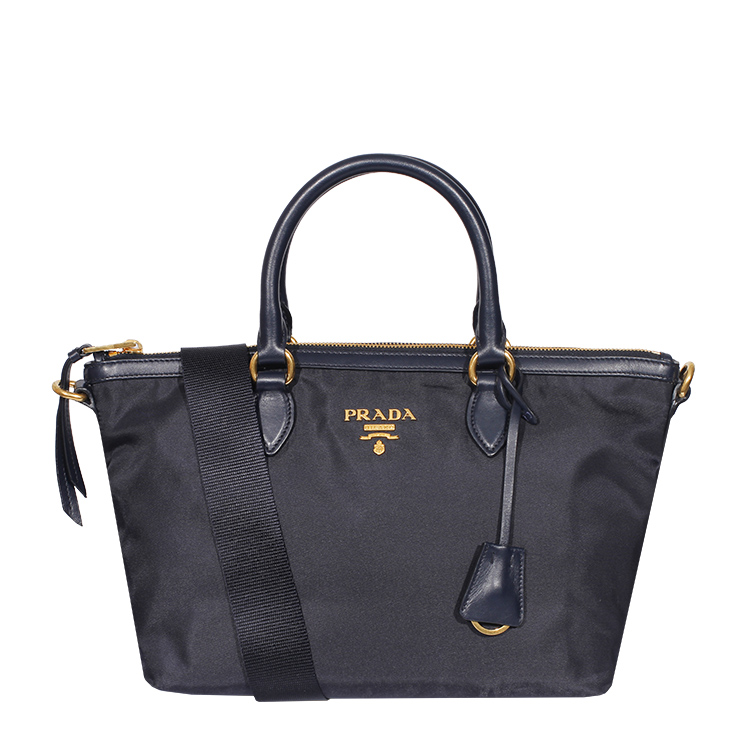 prada/普拉达 拉链开合 气质名媛 蓝色饺子 尼龙材质 女士手提包 国际