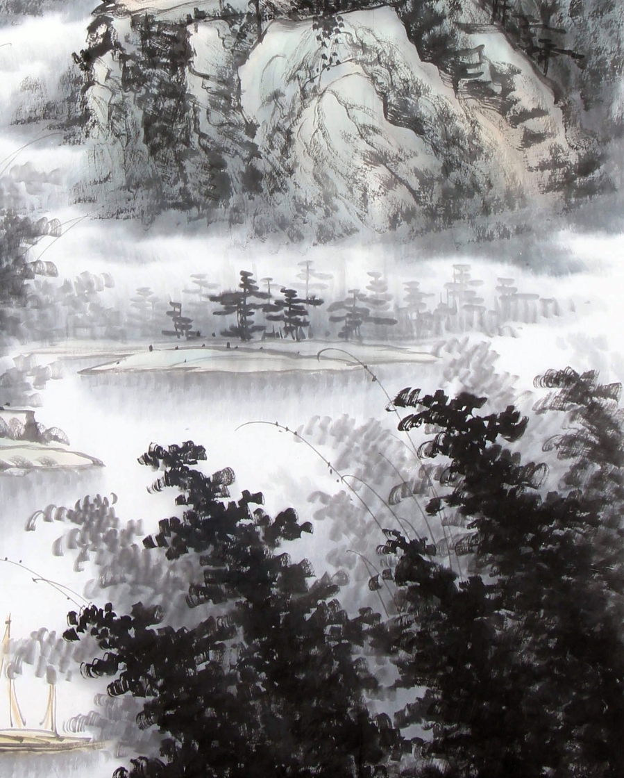 冯高翔《水墨清音》/68x136cm/传统水墨