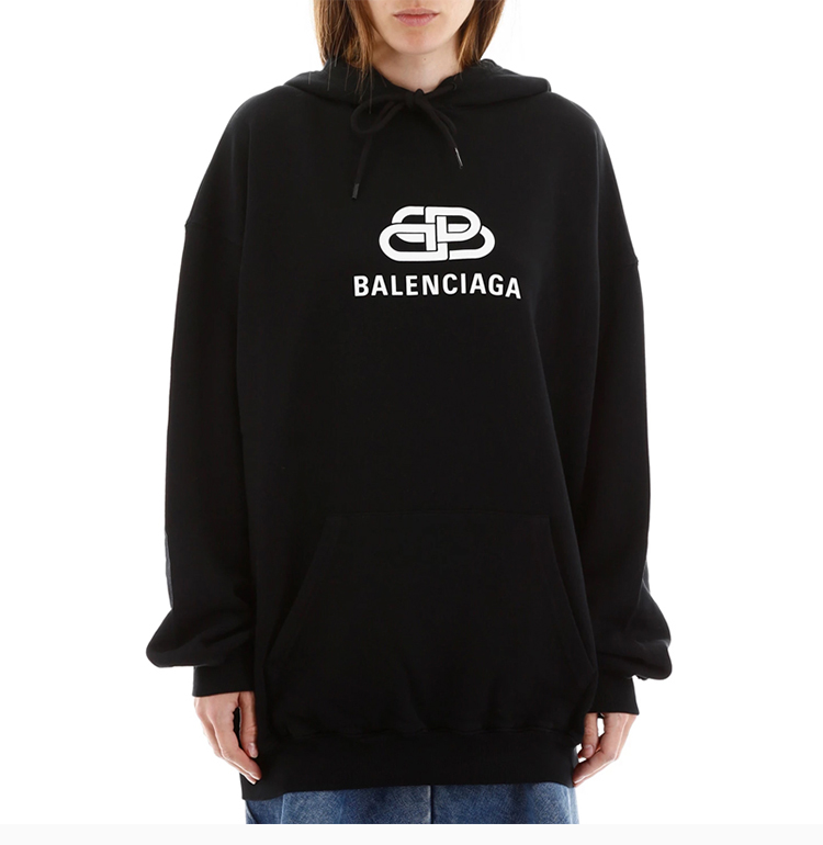 balenciaga/巴黎世家 19秋冬 女士棉质logo印花长袖抽绳连帽卫衣