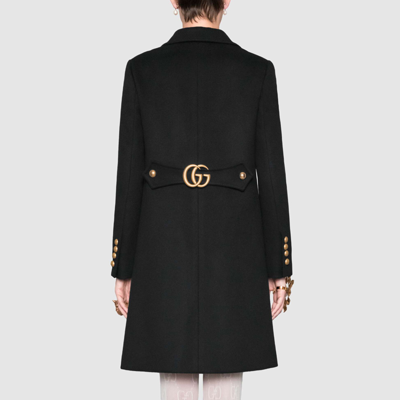 【19秋冬新款】gucci/古驰 双g羊毛女士大衣 494500-zhw03-1000