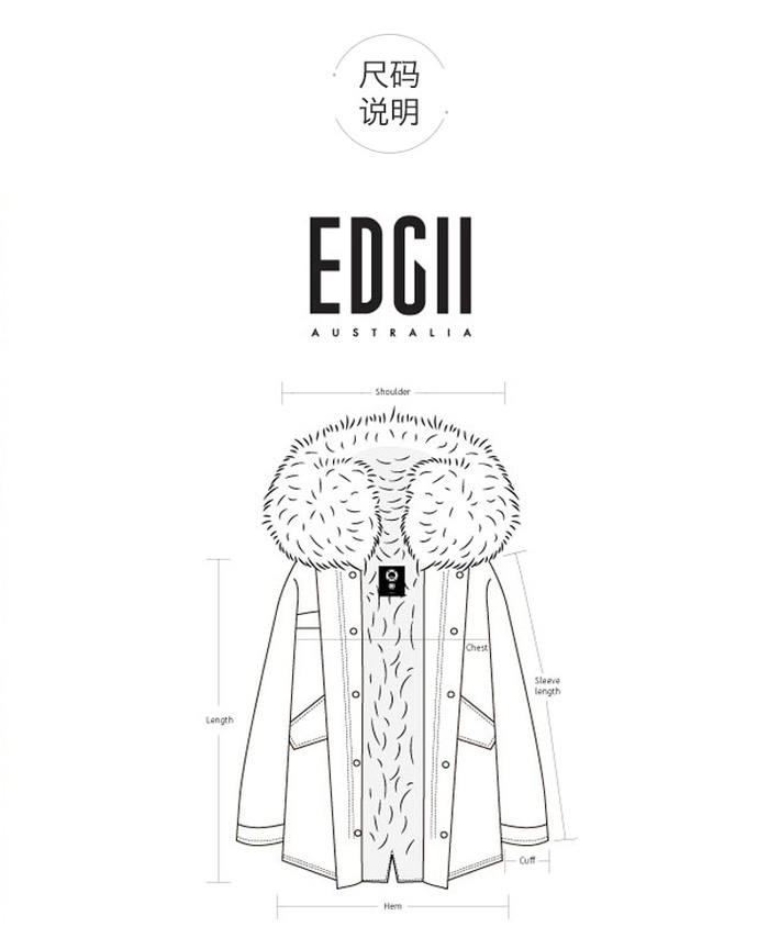 【19冬新一衣多穿】edgii /edgii 派克皮草大衣 黑壳 杏色奶茶狐狸毛