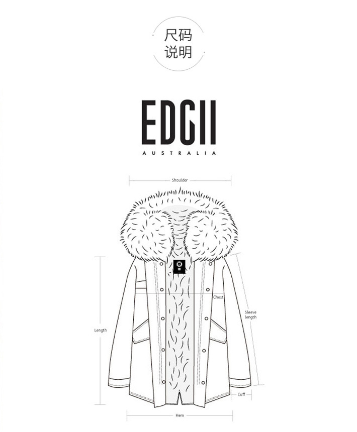 【热卖】【19冬新一衣多穿】edgii /edgii 派克皮草大衣 黑壳 银灰蓝