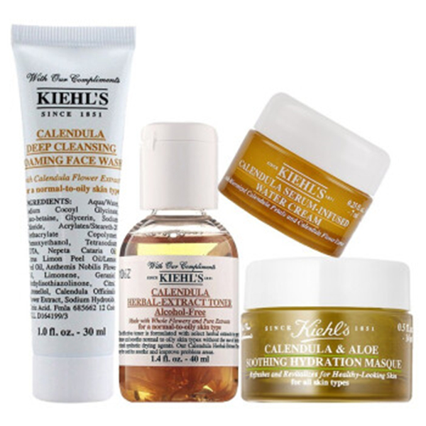 kiehl"s/科颜氏金盏花4件(洁面30ml 爽肤水40ml 爆水霜7ml 面膜14ml)