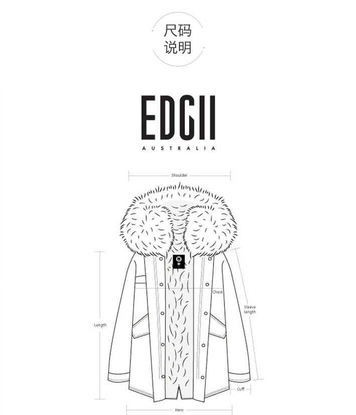 【热卖爆款【19冬新一衣多穿】edgii/edgii 派克皮草大衣 白壳