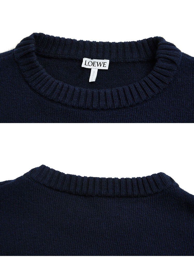 19秋冬 loewe/罗意威 深蓝色羊毛/男士针织衫/毛衣 h3299280sm