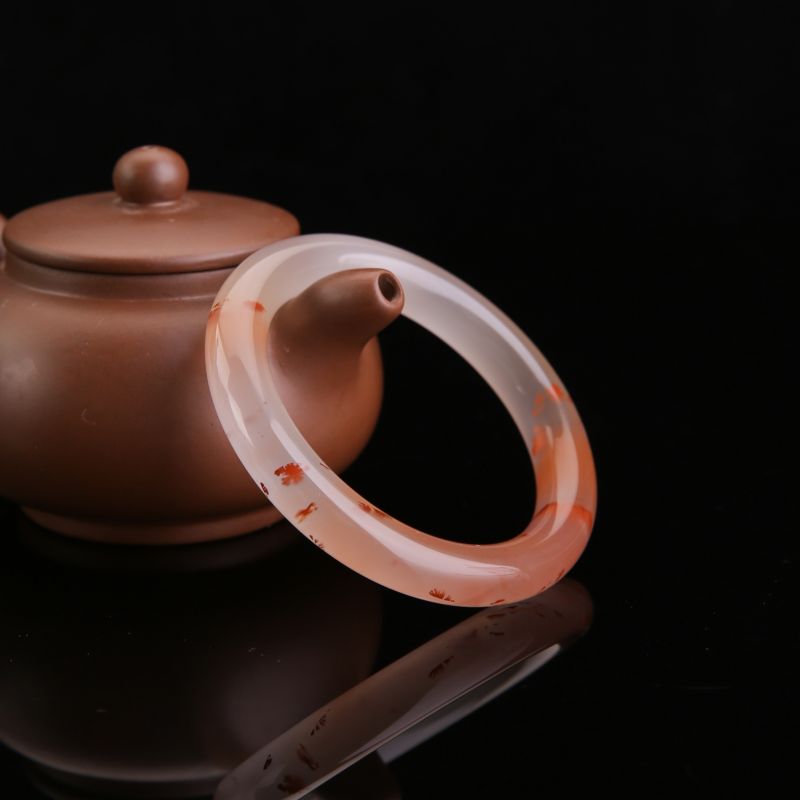 zhang"s textiles/绣花张 九口冰飘南红手镯镯子【北京极速达】